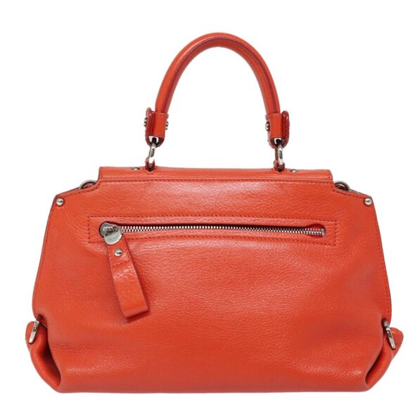 Salvatore Ferragamo Gancini Hand Bag Leather 2way Orange Auth - Picture 2 of 15